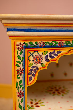 Cream & Yellow Hand Painted Bedside Cabinet