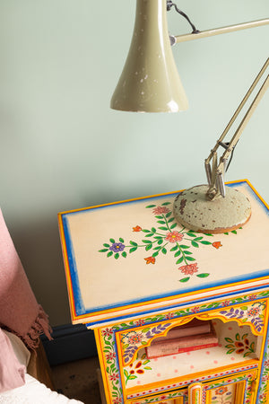 Cream & Yellow Hand Painted Bedside Cabinet