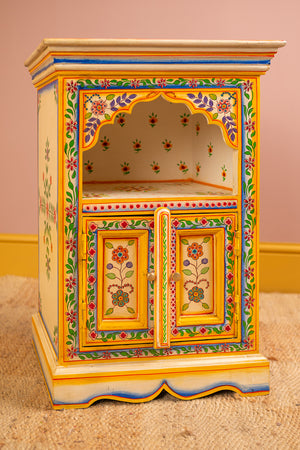 Cream & Yellow Hand Painted Bedside Cabinet