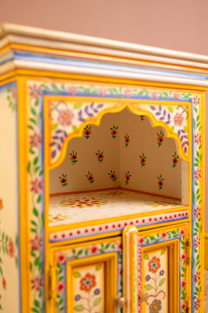 Cream & Yellow Hand Painted Bedside Cabinet