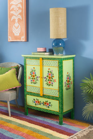 Green Floral Hand Painted Cupboard