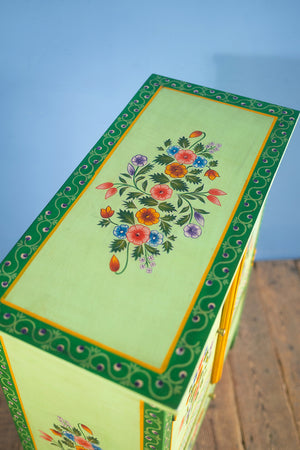 Green Floral Hand Painted Cupboard