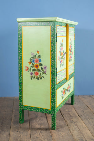 Green Floral Hand Painted Cupboard