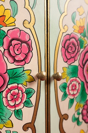 Rose Bouquet Hand Painted Cupboard