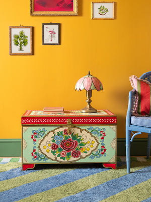 Rose Bouquet Hand Painted Trunk