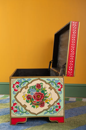 Rose Bouquet Hand Painted Trunk