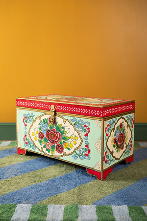Rose Bouquet Hand Painted Trunk