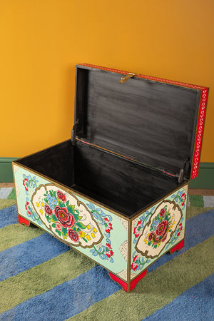 Rose Bouquet Hand Painted Trunk