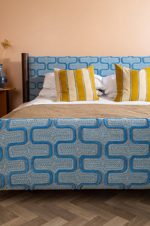 Artus Acacia Wood Super King Bed with Hudson Upholstery