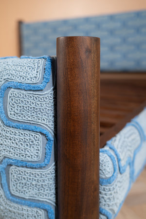 Artus Acacia Wood Super King Bed with Hudson Upholstery