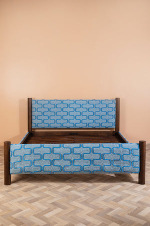 Artus Acacia Wood Super King Bed with Hudson Upholstery