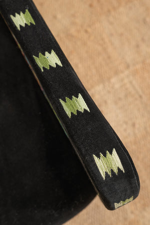 Black & Neon Velvet Embroidered Armchair