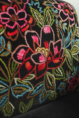 Black & Neon Velvet Embroidered Armchair