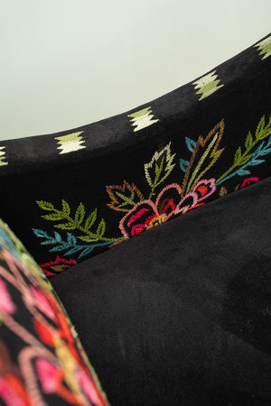 Black & Neon Velvet Embroidered Armchair