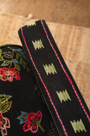 Black & Neon Velvet Embroidered Sofa