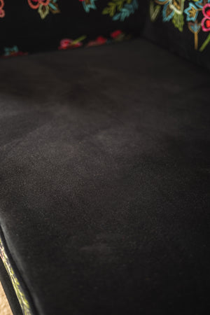 Black & Neon Velvet Embroidered Sofa