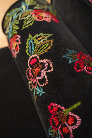 Black & Neon Velvet Embroidered Sofa