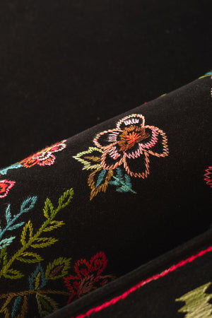 Black & Neon Velvet Embroidered Large Sofa