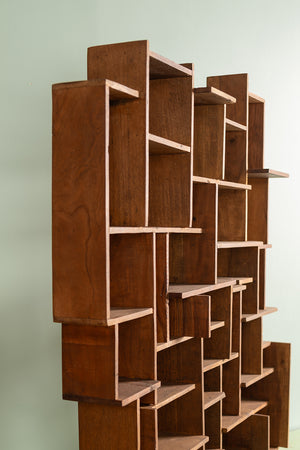 Wooden Block Wall Shelf