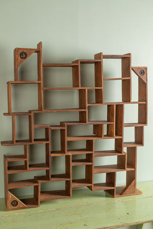 Wooden Block Wall Shelf