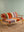 Wooden Sofa with Striped Velvet Cushions