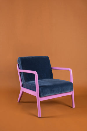 Blue Opal & Purple Haze Colourblock Velvet Chair
