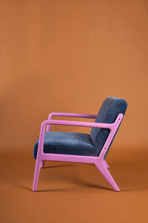 Blue Opal & Purple Haze Colourblock Velvet Chair