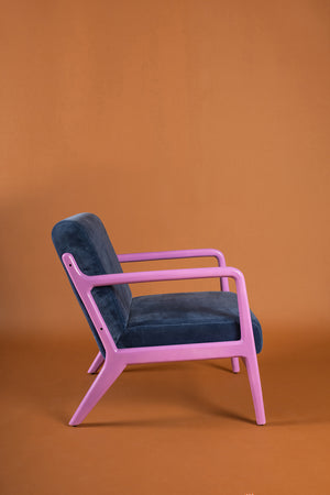 Blue Opal & Purple Haze Colourblock Velvet Chair