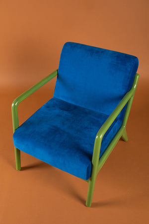 Lapis & Piquant Green Colourblock Velvet Chair
