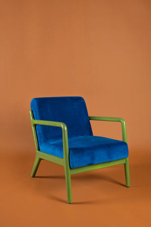 Lapis & Piquant Green Colourblock Velvet Chair