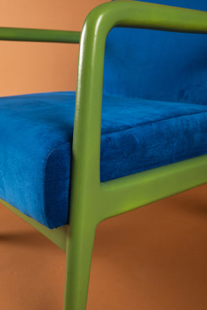 Lapis & Piquant Green Colourblock Velvet Chair
