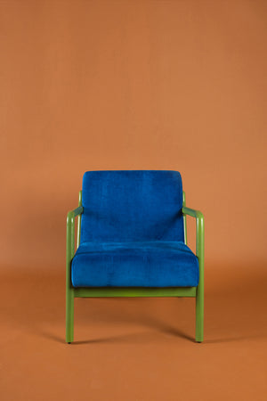 Lapis & Piquant Green Colourblock Velvet Chair