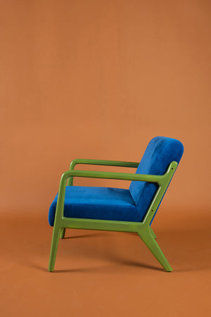 Lapis & Piquant Green Colourblock Velvet Chair