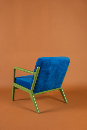 Lapis & Piquant Green Colourblock Velvet Chair