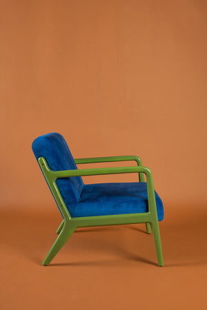 Lapis & Piquant Green Colourblock Velvet Chair