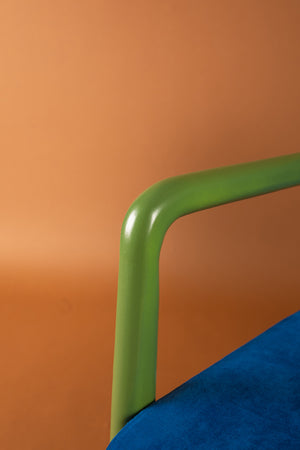 Lapis & Piquant Green Colourblock Velvet Chair