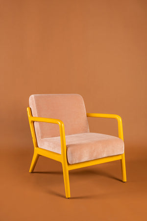 Coral Cloud & Primrose Colourblock Velvet Chair