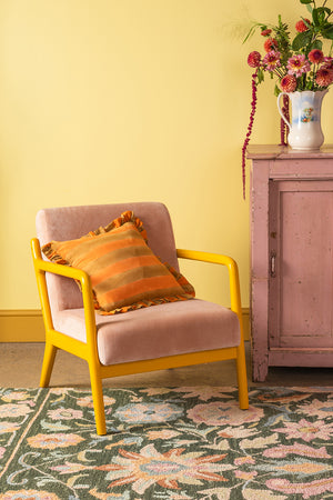 Coral Cloud & Primrose Colourblock Velvet Chair