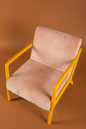 Coral Cloud & Primrose Colourblock Velvet Chair