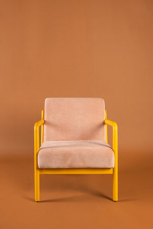 Coral Cloud & Primrose Colourblock Velvet Chair