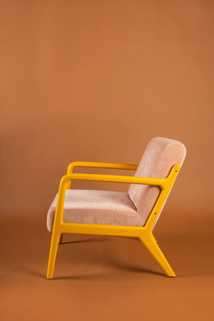 Coral Cloud & Primrose Colourblock Velvet Chair