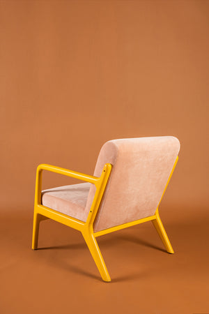 Coral Cloud & Primrose Colourblock Velvet Chair