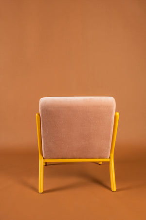 Coral Cloud & Primrose Colourblock Velvet Chair