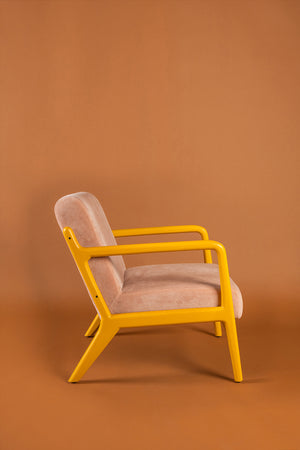 Coral Cloud & Primrose Colourblock Velvet Chair