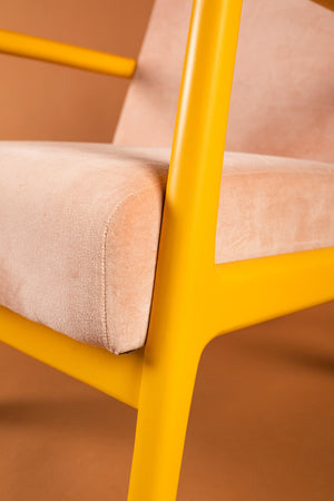Coral Cloud & Primrose Colourblock Velvet Chair