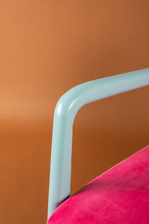 Pink Yarrow & Mist Blue Colourblock Velvet Chair