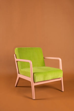 Green Oasis & Peach Colourblock Velvet Chair