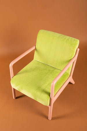 Green Oasis & Peach Colourblock Velvet Chair