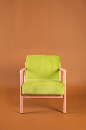 Green Oasis & Peach Colourblock Velvet Chair