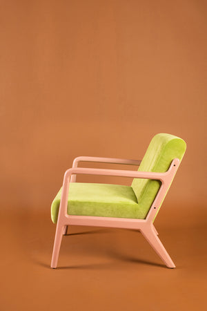 Green Oasis & Peach Colourblock Velvet Chair